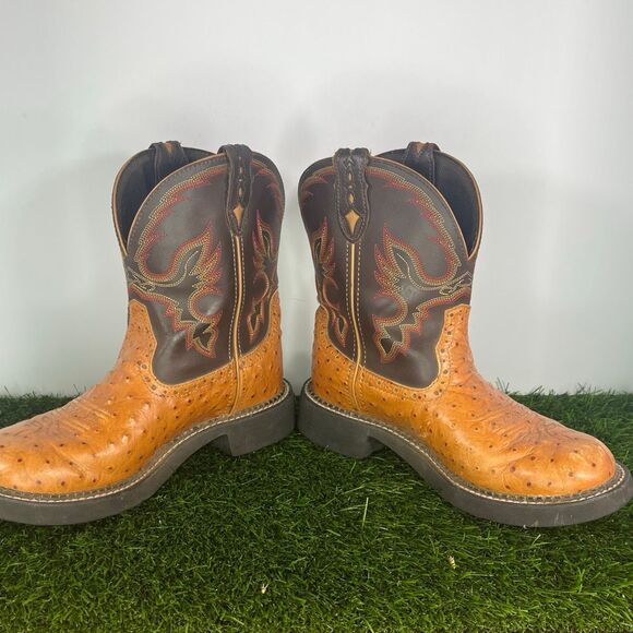 Justin Gypsy  Women’s L9900 Western Cowgirl Boots Ostrich Print US Size 7.5 - Picture 5 of 8